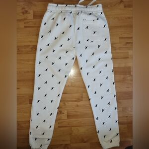Large Kangol All Over Kangaroo Print Logo OffWhite Sweatpants with Black Design.